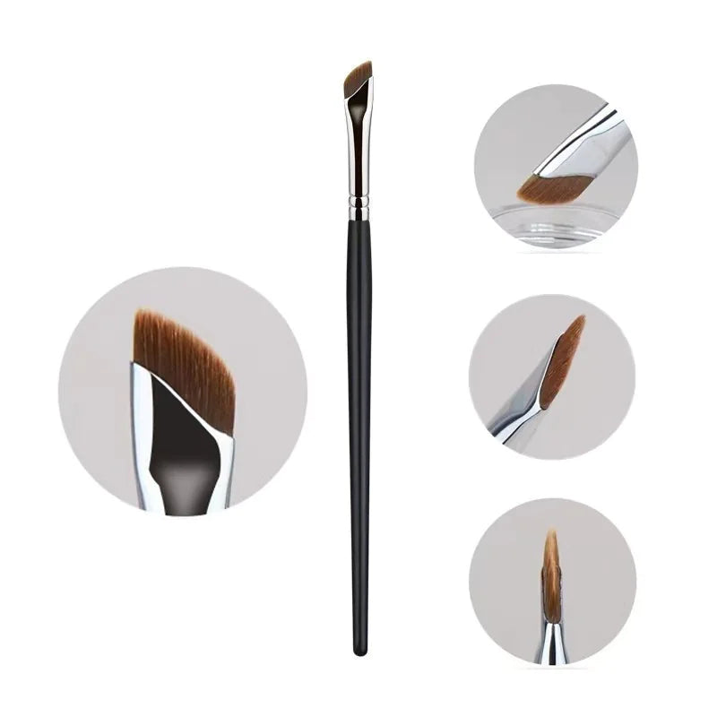 Pincel de maquillaje con borde en forma de hoz en ángulo