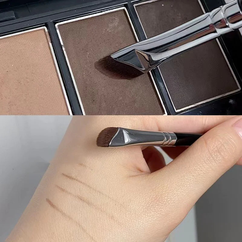 Pincel de maquillaje con borde en forma de hoz en ángulo