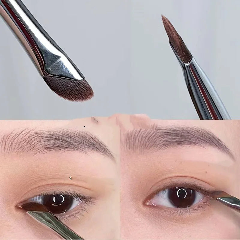 Pincel de maquillaje con borde en forma de hoz en ángulo
