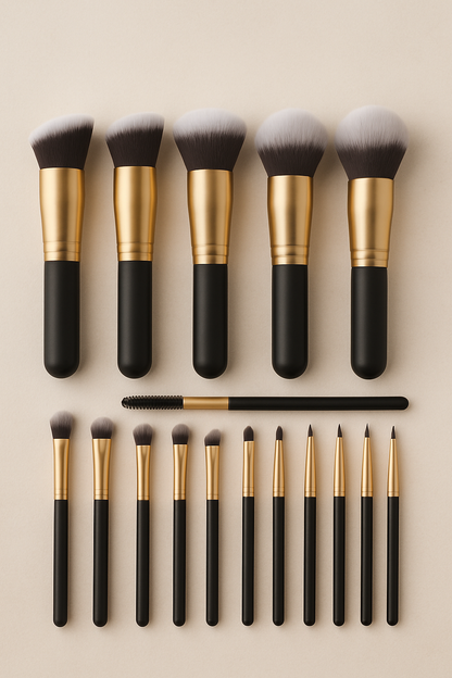 Juego de 14 brochas de maquillaje con mango de madera