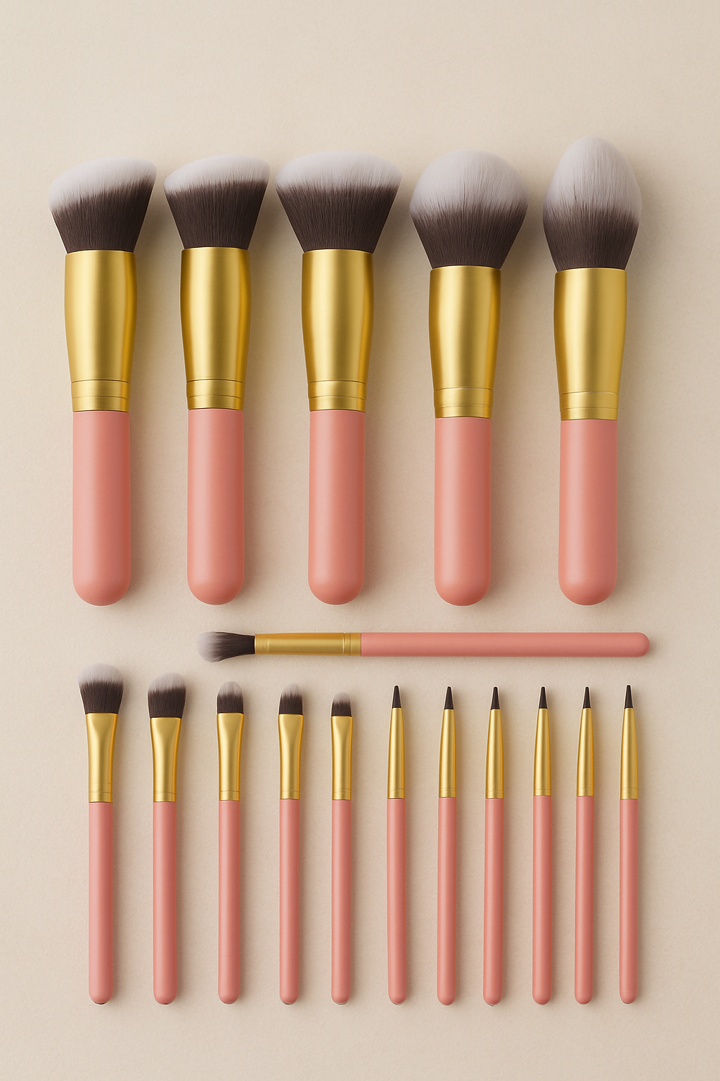 Juego de 14 brochas de maquillaje con mango de madera