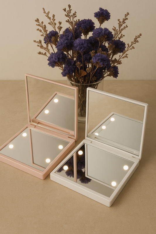 Portable LED Makeup Mirror, Foldable & Double-Sided